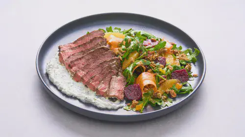 Moroccan-Inspired Beef Tenderloin with Orange-Arugula Salad and Savoury Granola  Image 