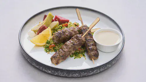 Baharat Beef Kofta Kebabs with Tabbouleh Salad Image 