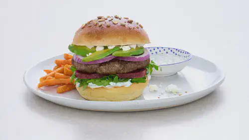 Beet and Goat Cheese Beef Burger Image 