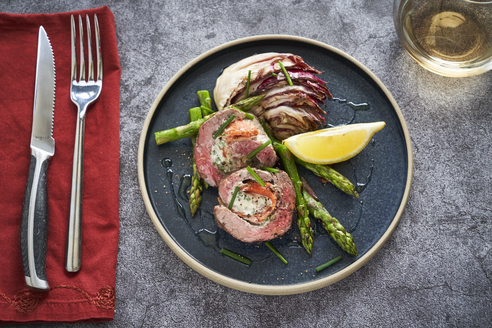 Outside Round Marinating Steak Steak and Smoked Salmon Roulade