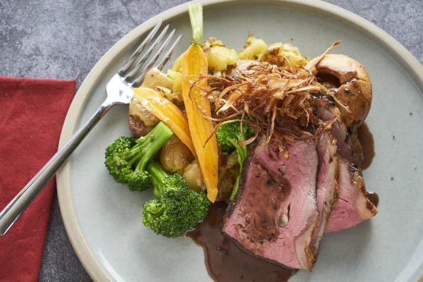 Strip Loin Oven Roast Oven Roast Beef with Peppercorn Wine Sauce and Yorkies