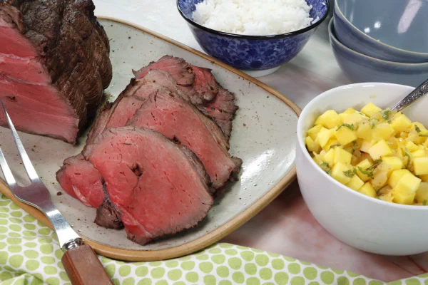 Top Sirloin Rotisserie Roast Chili Soy-Marinated Beef Rotisserie Roast